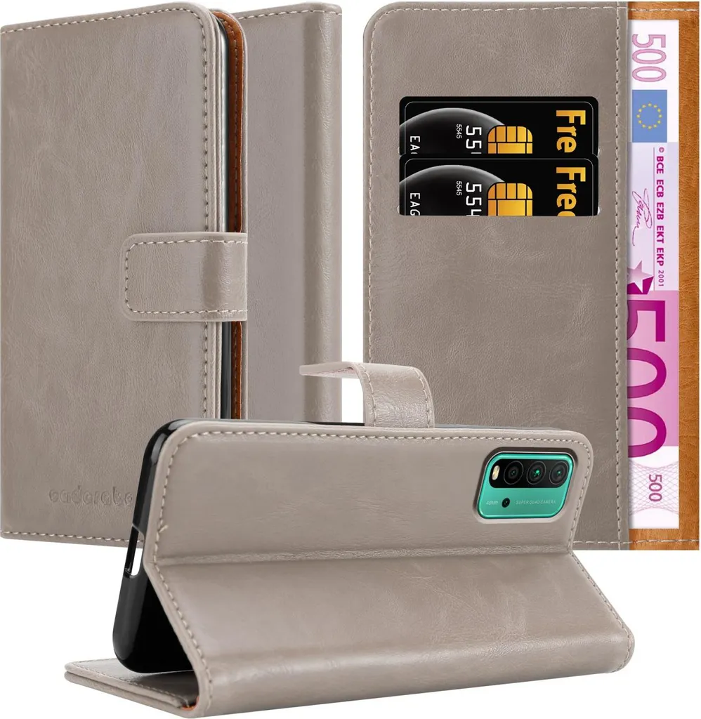 Cadorabo Cover a Libro Marrone per Xiaomi RedMi 9T e POCO M3