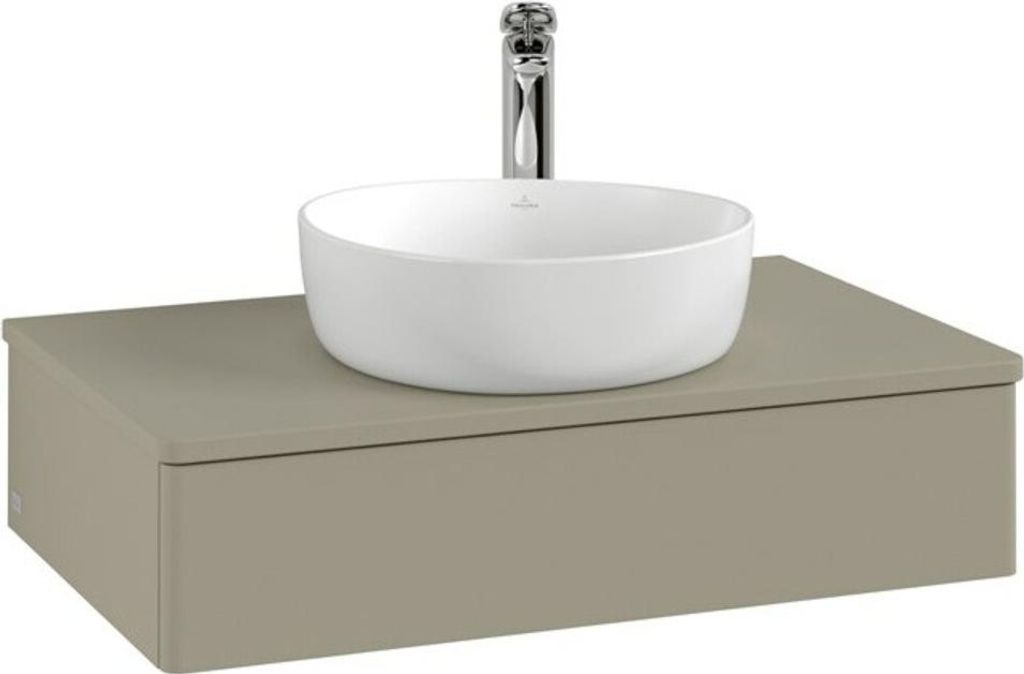 V&B Waschtischunterschrank mit Frontstruktur -Beleuchtung Antao 80x19x50cm, HL, WBP Lac, lea gre. m Lac