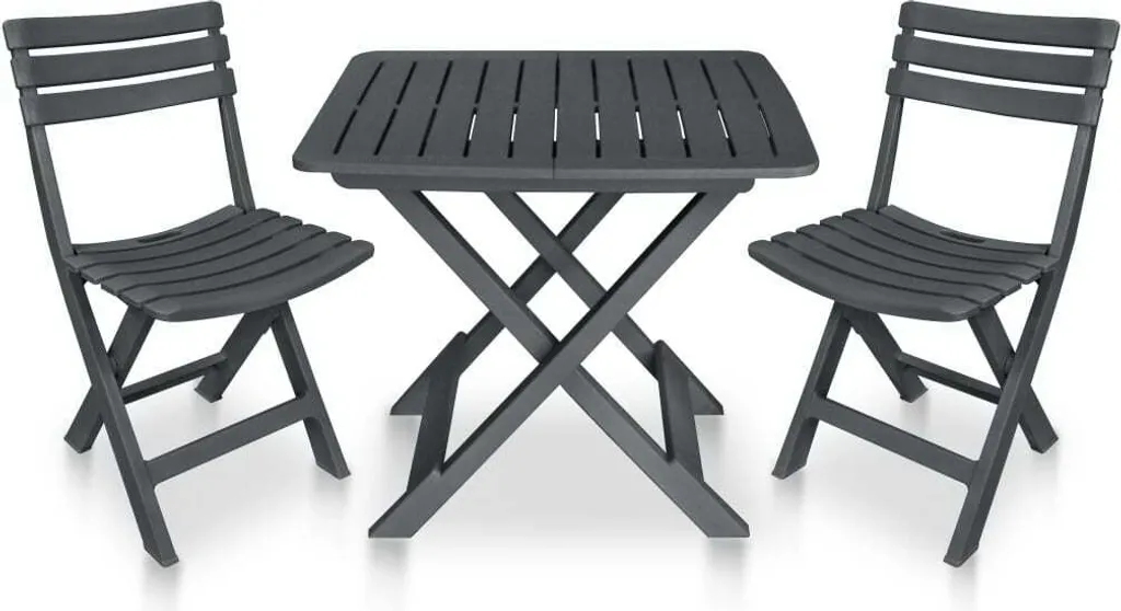 Set de table et chaises pliables anthracite pour petit balcon et patio