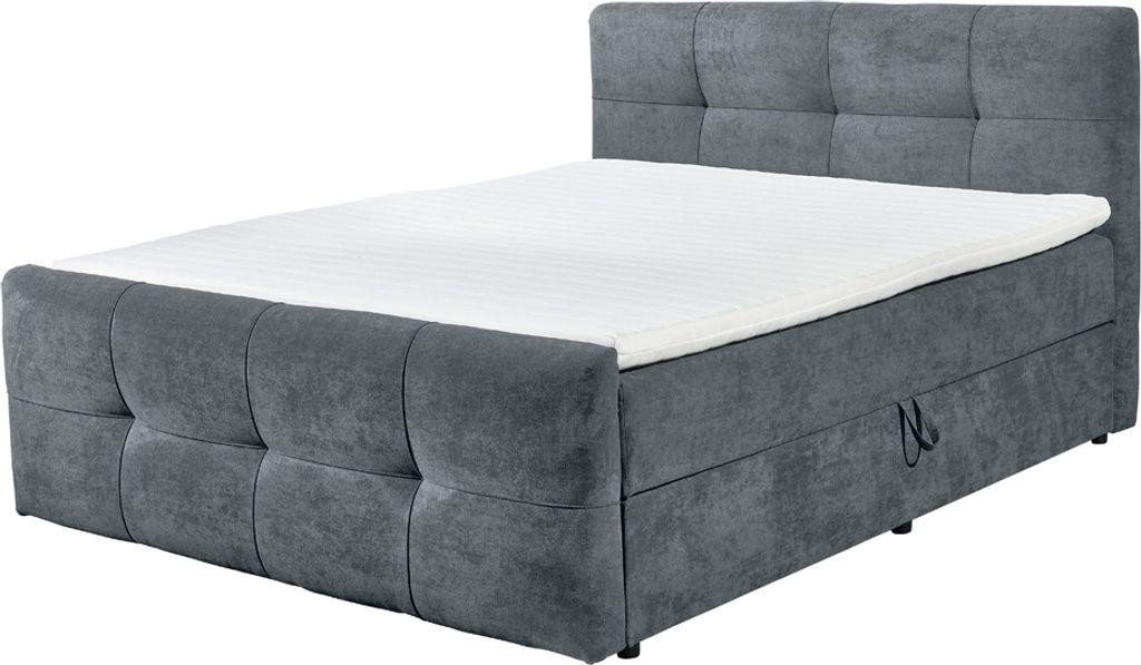 Polsterbett mit Bettkasten 180x200 cm WINDSOR-09, Hotelbett in anthrazit
