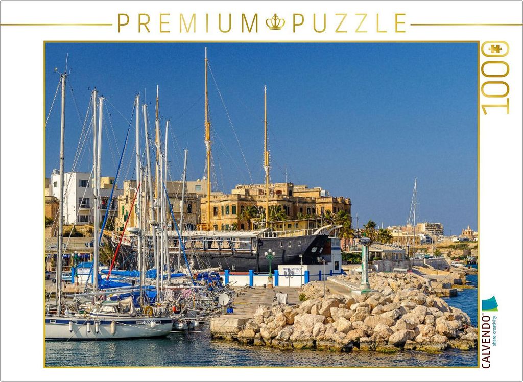 CALVENDO Puzzle Segelboote in der Msida Yacht Marina 1000 Teile Puzzle quer | 1000 Teile Lege-Größe 64x48cm Foto-Puzzle für glückliche Stunden