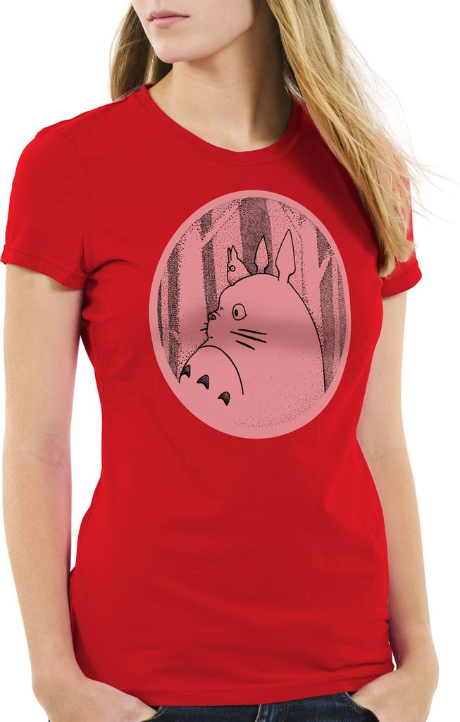 style3 Dot Totoro Damen T-Shirt neko mein nachbar anime tonari no, Farbe:Rot, Größe:XS