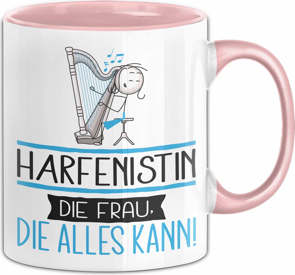 Harfenistin Geschenk Tasse Becher Die Frau Die Allen Kann Geschenkidee für eine Harfenistin Lustig (Rosa)