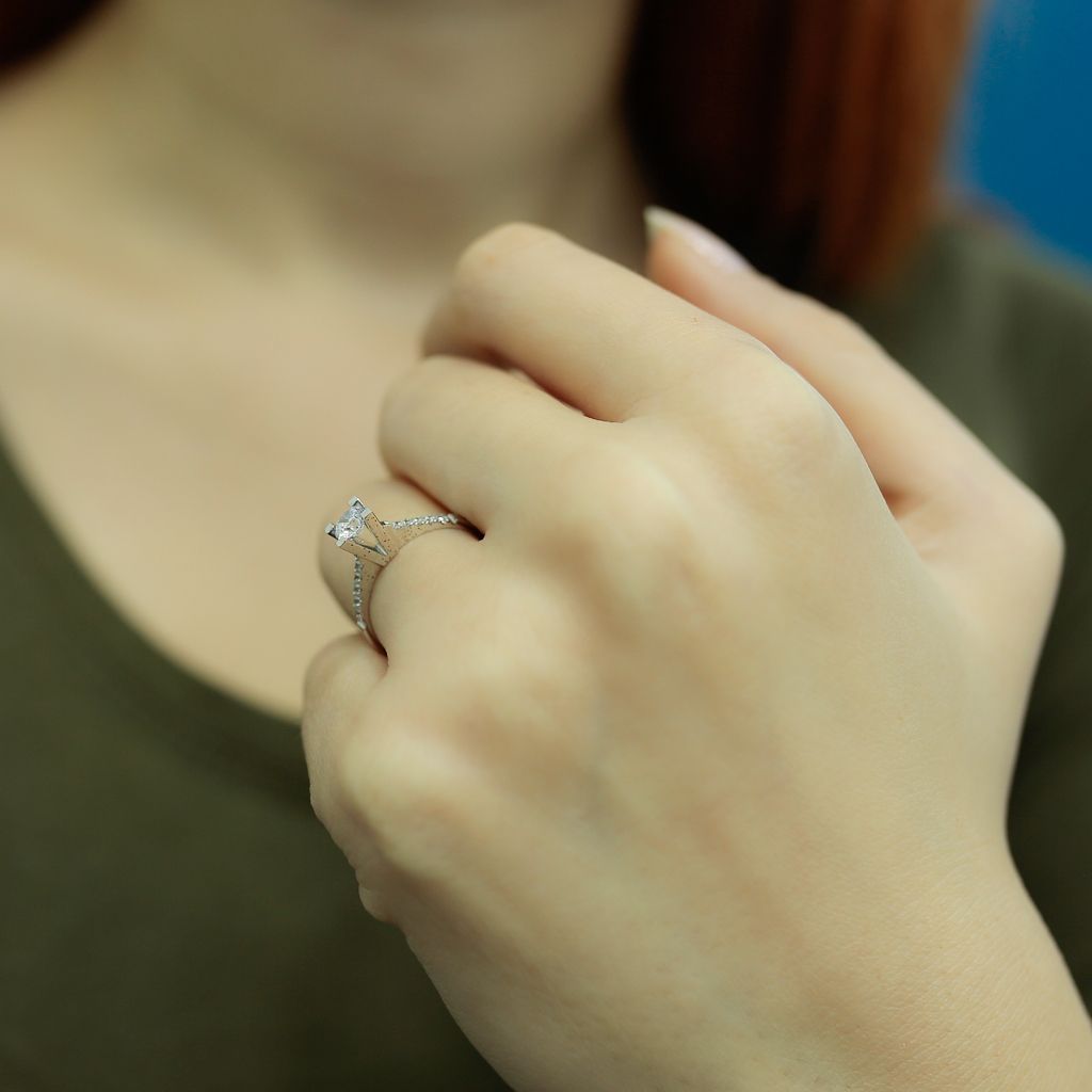 0,43 Carat Diamant Solitär Ring Antragsring 14 Karat Weißgold