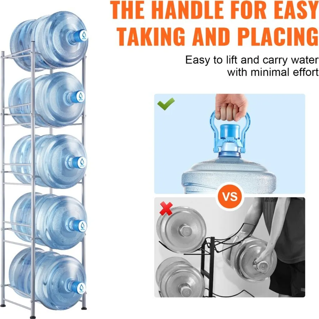 Rangement pichets d'eau pour cuisine et entrepôt - Support 5 bouteilles