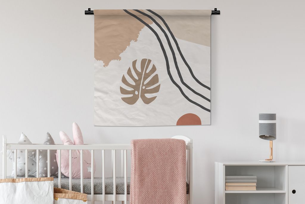 MuchoWow Wandteppich Wandbehang Sommer - Abstrakt - Blatt 90x90 cm Tapisserie Dekoration Wandtuch - Wandaufhänger