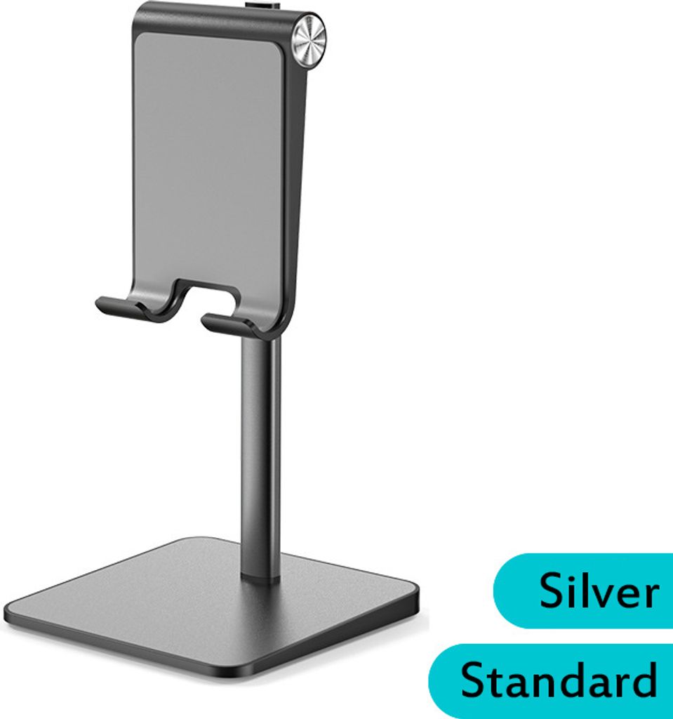 Teleskop Schreibtisch Handyhalter Stand für IPhone IPad Einstellbare Metall Desktop Tablet Grau-Standard Edition