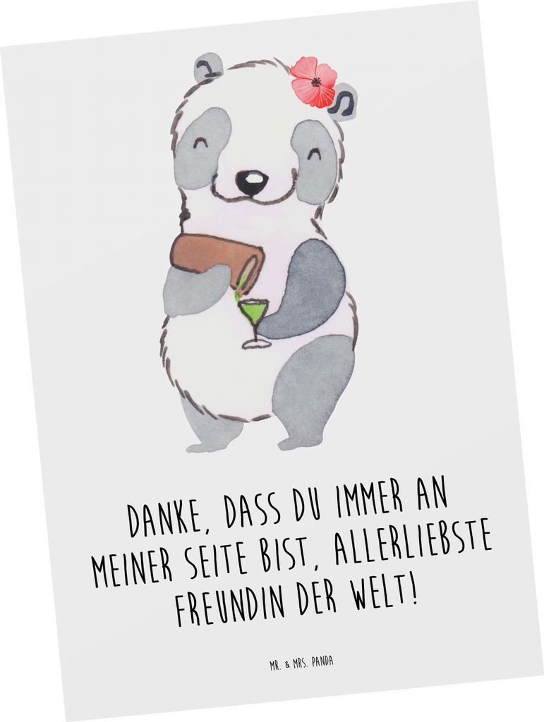 Mr. & Mrs. Panda Postkarte Beste Freundin - Weiß - Geschenk, Wertschätzung, Ansichtskarten, Aufmerksamkeit, tiefste Bedeutung, Danke sagen, Unter...