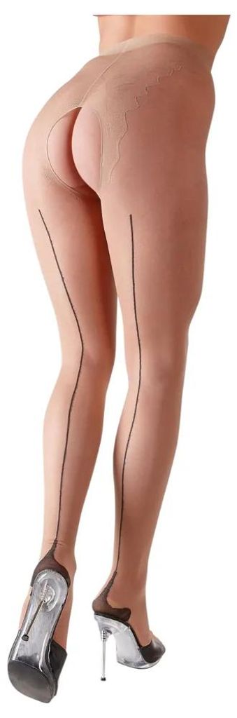 Cottelli - pásikavé erotické pančuchy - telová farba - 1 Obrázok produktu 