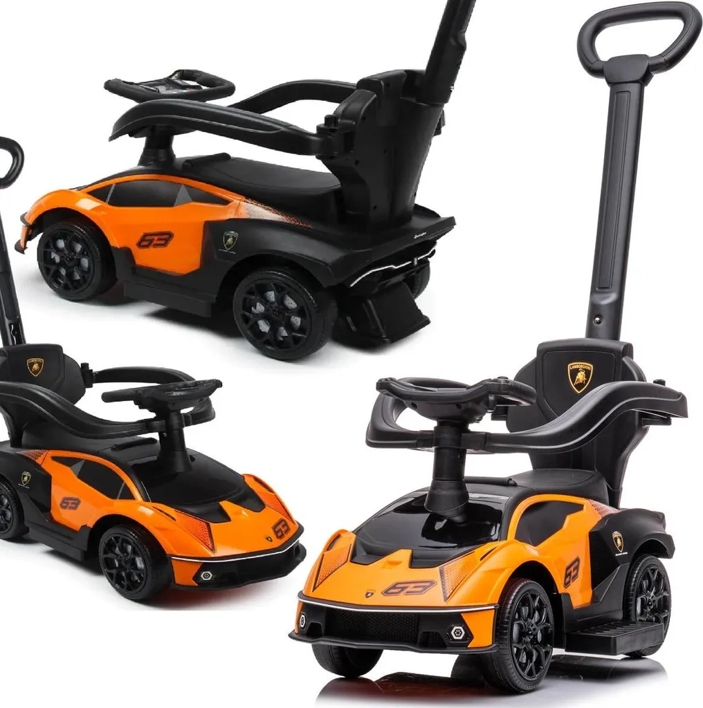 Voiture enfant Lamborghini sportive avec rangement et barre sécurité