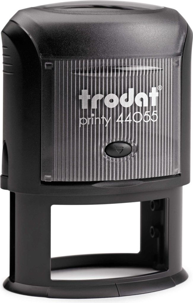 Trodat ovaler PRINTY 44055, max. 10zeilig, oval 55X35 mm, Gehäuse schwarz, individuelle Stempelplatte mit Ihrem Wunschtext, Stempelkissen schwarz