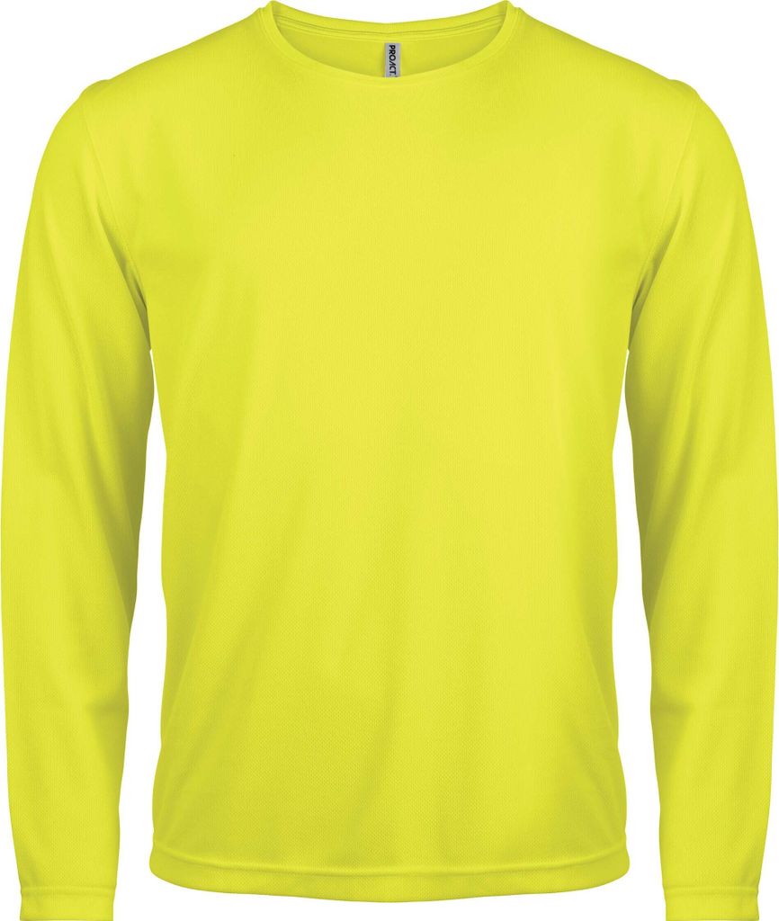 Proact Herren Sport Langarmshirt Laufshirt Sportshirt Longsleeve, Größe:2XL, Farbe:Fluorescent Yellow