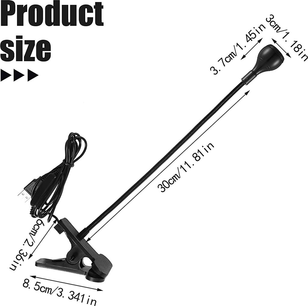 LED Leselampe USB 360° Flexibel Weiß Klemmlampe Tischlampe Produktbild 4