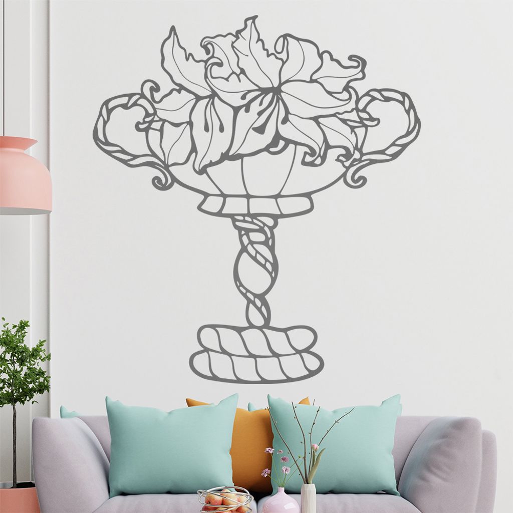 Pflanzen - Pokal - Dekoration Wandtattoo in 6 Größen - Wandaufkleber Wall Sticker - Dekoration, Küche, Wohnzimmer, Schlafzimmer, Badezimmer