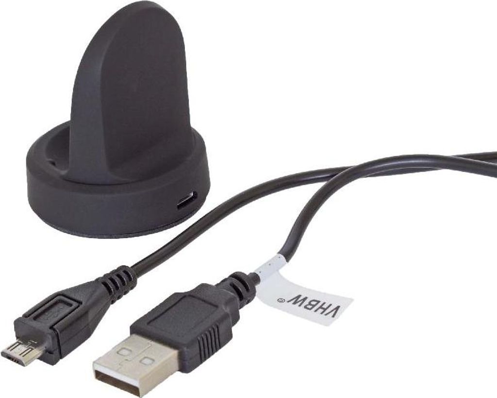 vhbw USB Ladekabel kompatibel mit Samsung Gear S2, S2 Classic, SM-R730, SM-R732 Smartwatch Fitnesstracker - Dockingstation Schwarz, 100 cm