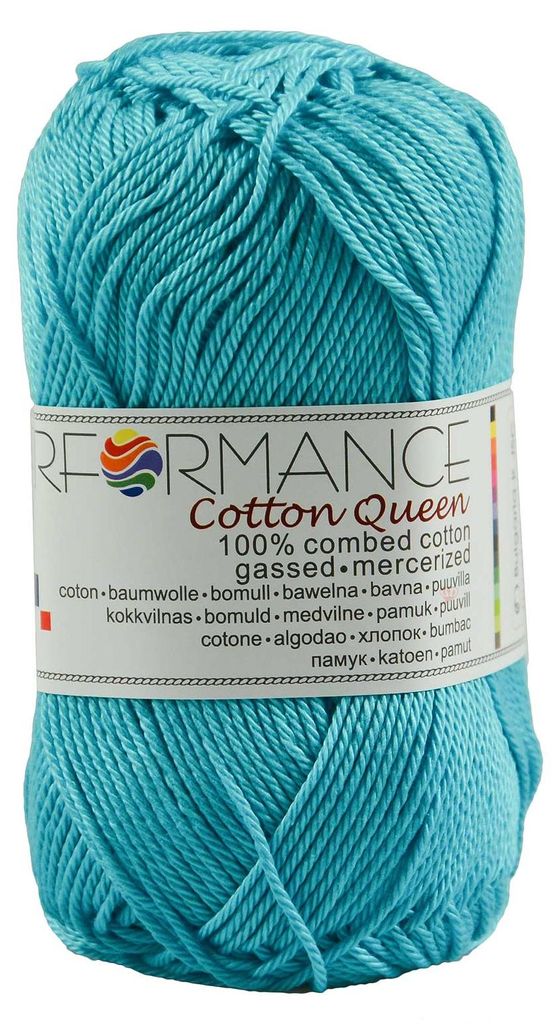 10 x 50g Strickgarn Cotton Queen, #0124 türkis