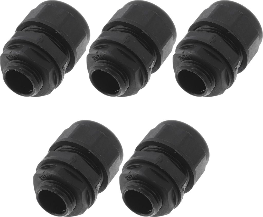 M16x1.5 Kabelverschraubungen 15.8mm / 0.62" Wellrohr Wasserdichter Anschluss Gerades Rohr PA66 Nylon Schwarz 5 Stück