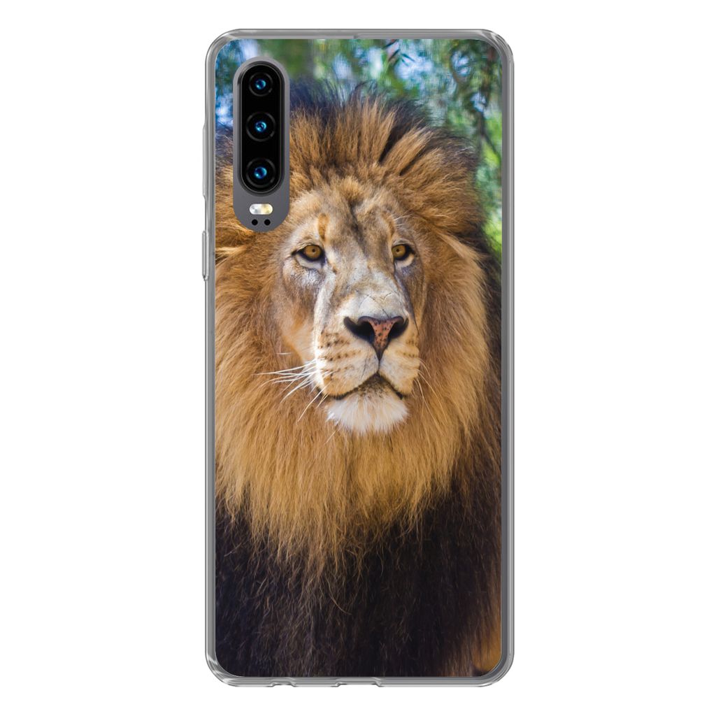 MuchoWow Handyhülle Schutzhülle Hülle für Huawei P30 Löwe - Natur - Tier Silikon Softcase Handy Hülle - Kartenbesitzer