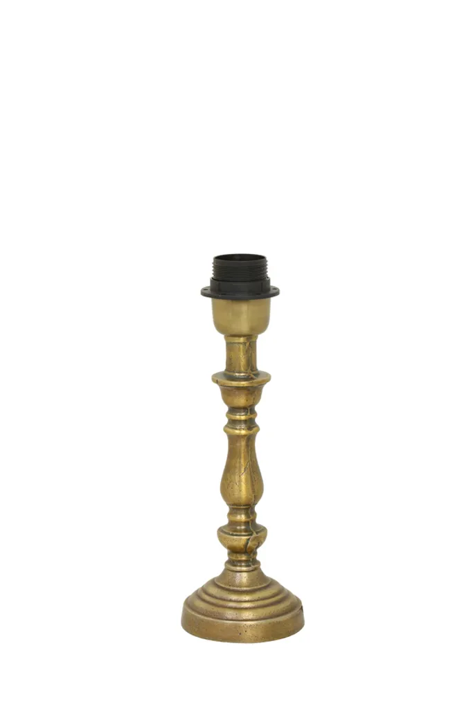Petit pied de lampe bronze antique HELGA 22cm finition métal brut brossé