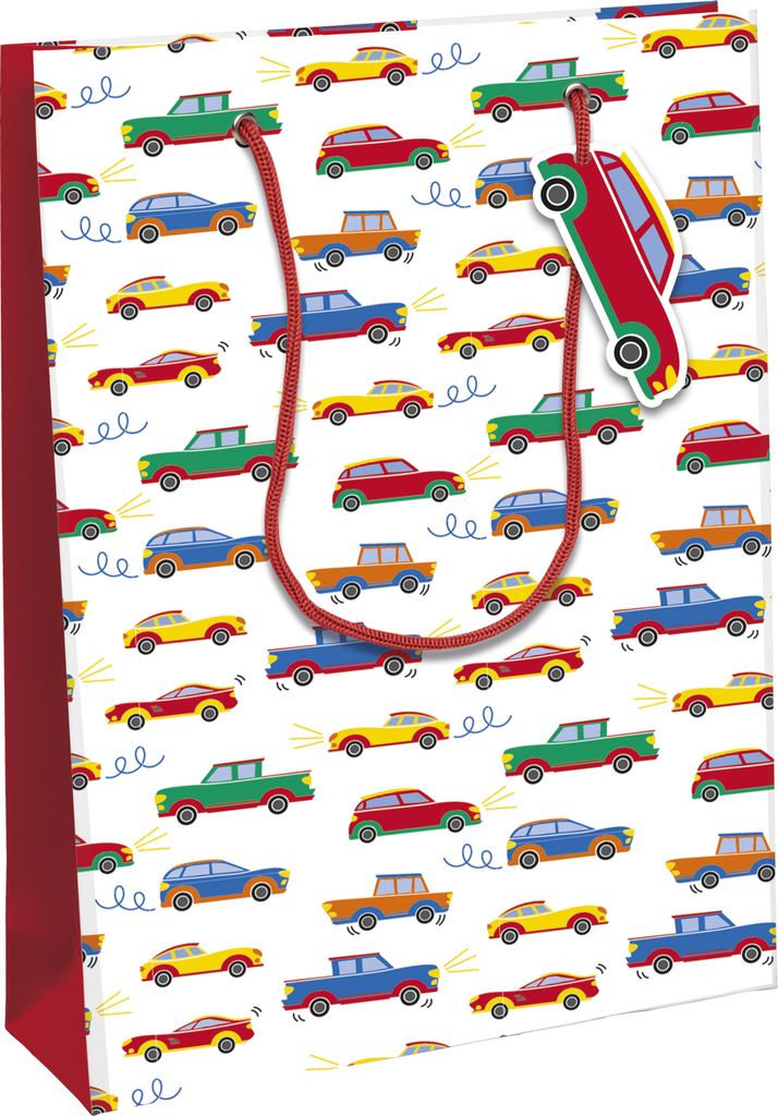 Clairefontaine 6x Autos, Kinder Geschenktasche L 26x14x33 cm Mehrfarbig 32472-2C