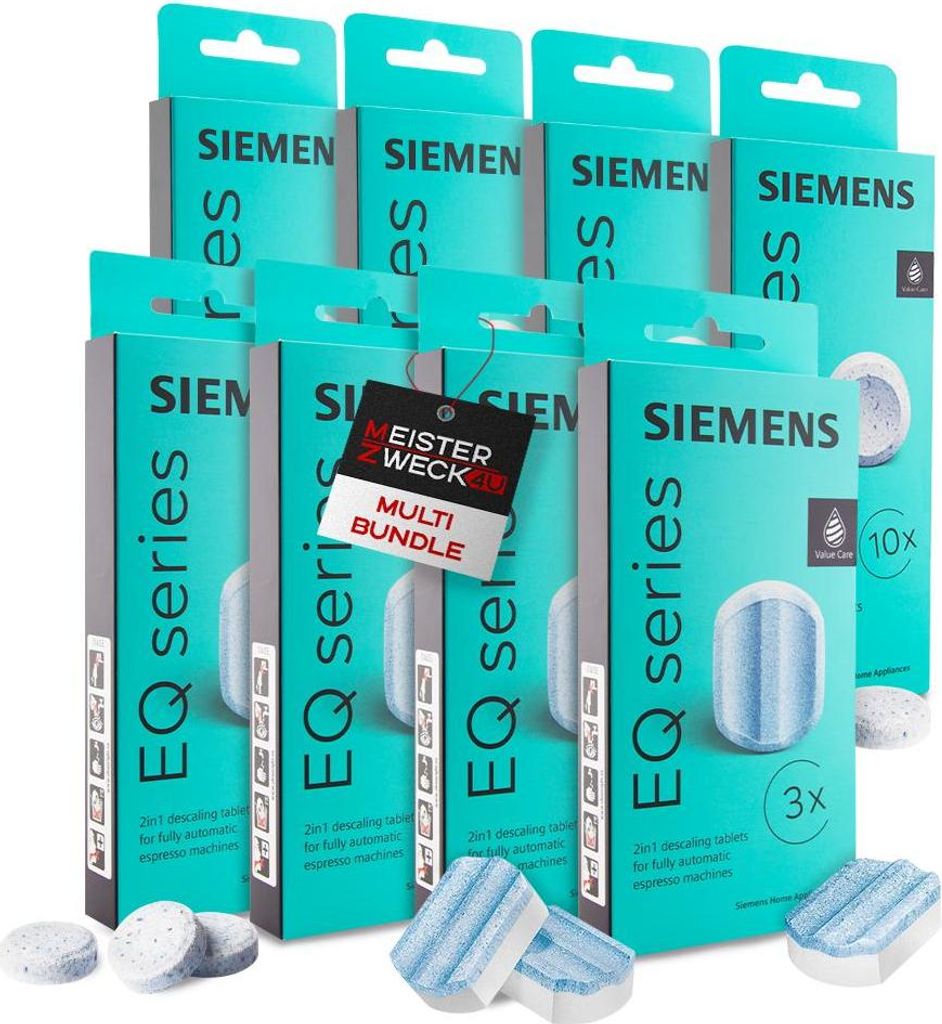 MEISTERZWECK4U - Siemens 4x Reinigungstabletten & 4x Entkalkungstabletten Pflegeset für EQ Series Kaffeevollautomaten - Reinigung Kaffeeautomat - ...