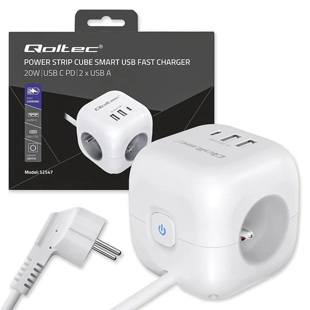 Multiprise Cube pour Gagner de la Place avec USB-C PD 20W Rapide - 12