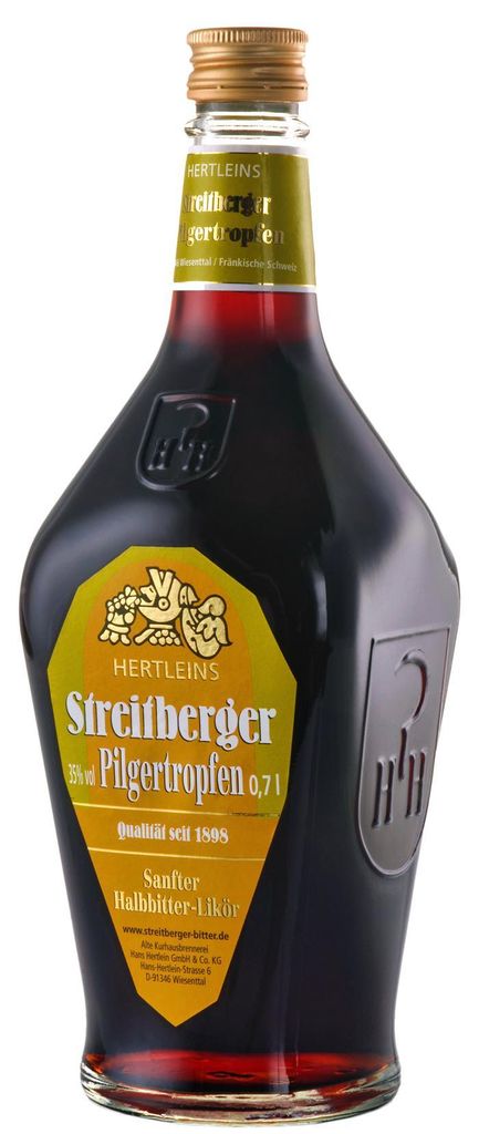 Streitberger Pilgertropfen | Sanfter Halbbitter-Likör | 0,7l. Flasche