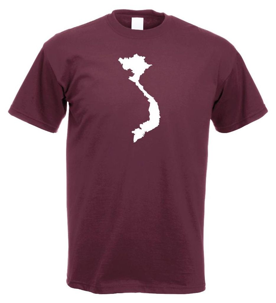 Kiwistar - T-Shirt - Burgund - Vietnam Umriss Kontur Herren Funshirt Bedruckt Design Sprüche Spruch Motive - mit Motiv Bedruckt - Funshirt Design ...