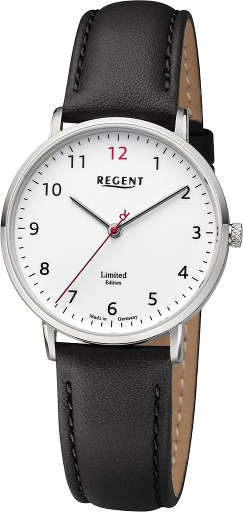Montre Femme Analogique Noire Regent - Bracelet en Cuir Souple et Chic