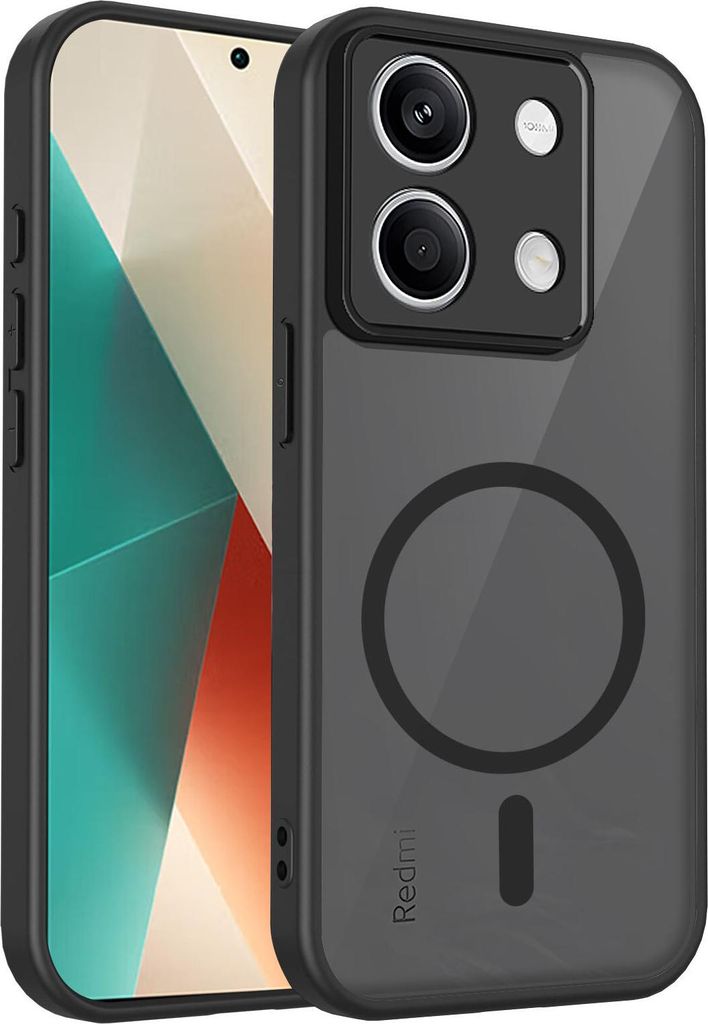 Magnetisch Hülle für Xiaomi Redmi Note 13 Pro 4G/Poco M6 Pro 4G/Redmi Note 14S, Handyhülle Transluzente Hart PC Rückseite TPU Stoßfest Schutzh...