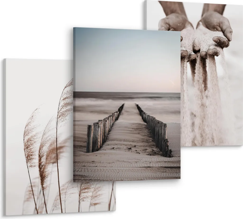 Set Quadri 3D Spiaggia Piante Mani 30x40 | Arredo Muro Soggiorno