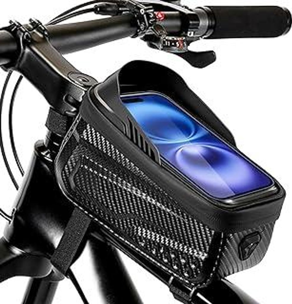 Fahrrad Rahmentasche, Lenkertasche für Smartphone bis 6.8 Zoll, Wasserdicht mit TPU Touchscreen, für Mountainbikes, Rennrad, E-Bikes