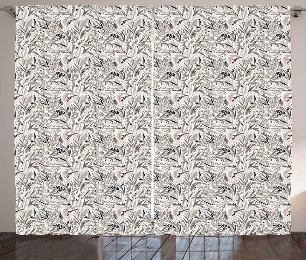 ABAKUHAUS Wald Rustikaler Vorhang, Botanischer Wilde Laub Kräuter, Wohnzimmer Universalband Gardinen mit Schlaufen und Haken, 280 x 225 cm, Warm T...