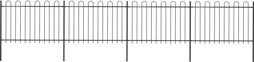 Möbel Gartenzaun mit Bügel-Design Stahl 6,8 x 1,2 m Schwarz - Metallzäune 277668