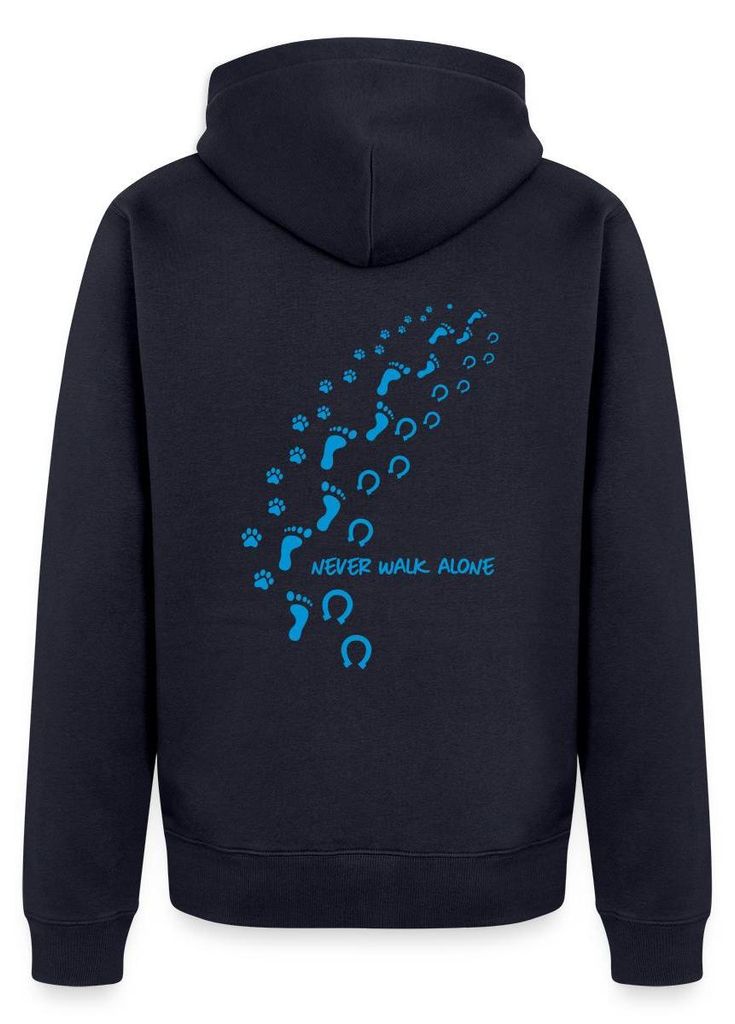 Spreadshirt Never Walk Alone Hund Mensch Hufabdrücke Kapuzenjacke Herren, S, Navy