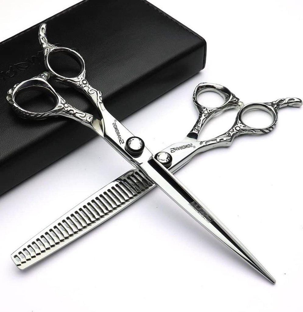 Professionelle 7-Zoll-Friseurscheren 440C – Hohe Härte – Feines Muster – Für Salon und Friseur – Zum Haareschneiden und Ausdünnen – Haar