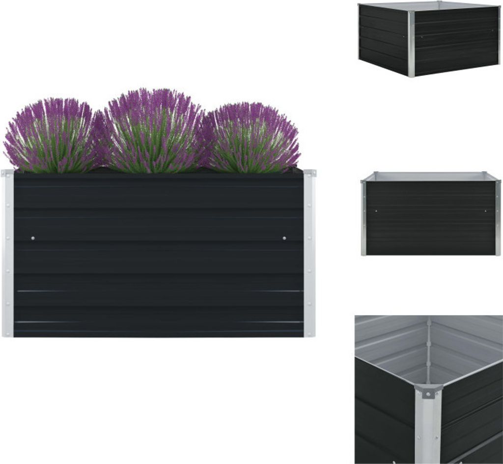 vidaXL Hochbeet 100×100×45 cm Verzinkter Stahl Anthrazit - Blumentöpfe & Pflanzgefäße