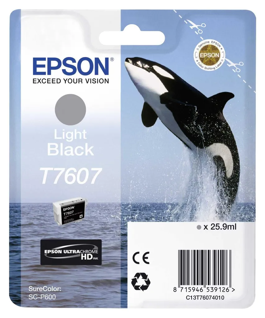 Encre Epson T7607 Noir Clair UltraChrome HD pour des Dégradés Parfaits