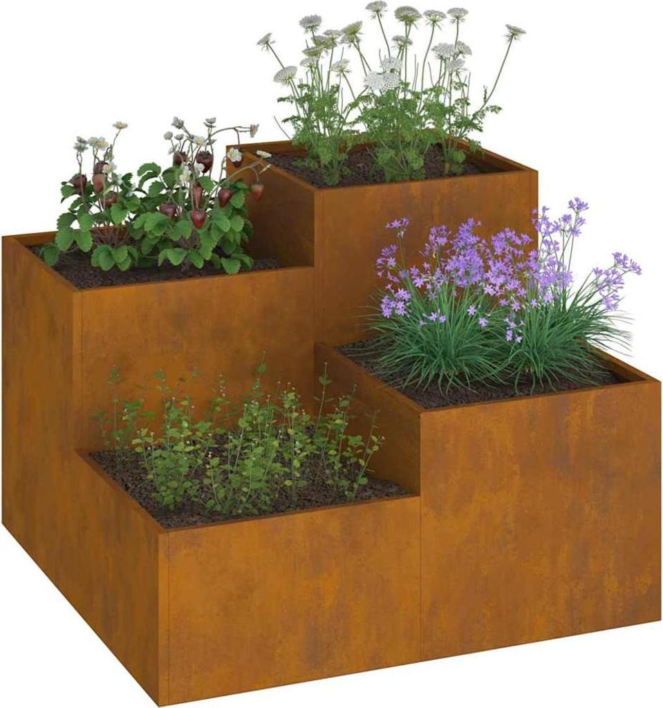 "Winter Sale" Beete - Dunkelorange Gartenblumentopf Rostig 80x80x60cm Wetterfeststahl DE4983880