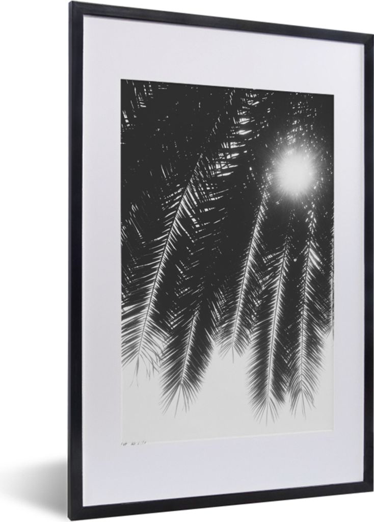 MuchoWow Gerahmtes Poster Palmenblätter - Tropisch - Sonne - Palme 40x60 cm - Poster mit Schwarzem Bilderrahmen Wandposter Rahmen Foto Bilder - ...