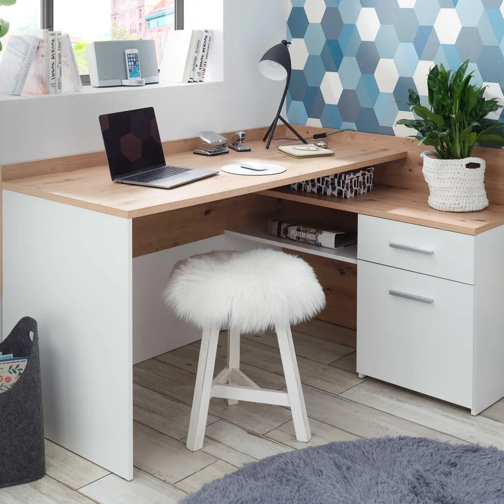 Bureau d'angle Morkov : Solution Gain de Place pour Petit Espace L120 - 2