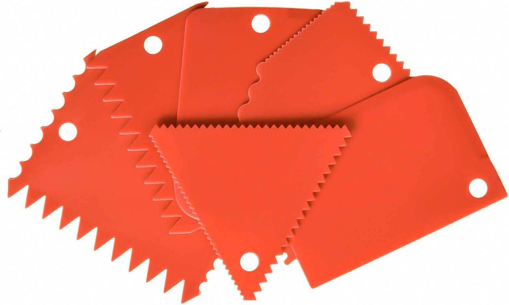 Teigspachtel Set, 6-teilig Teigschaber Kunststoff Teigabstecher Backen Farbwahl, Farbe:orange