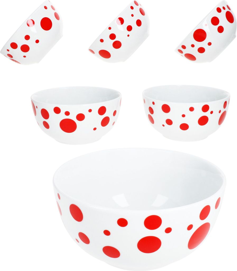 Pula rouge points 6x bol à céréales Ø14cm 400ml porcelaine Image du produit 