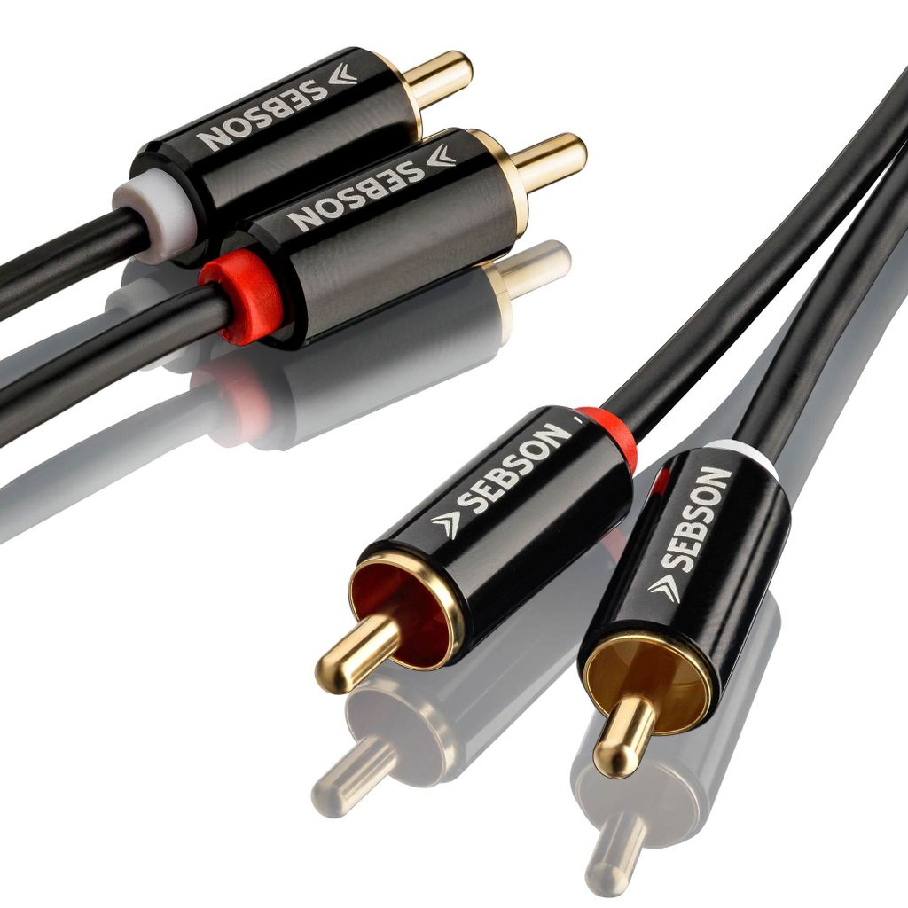 Cinch Kabel 10m für HiFi & Heimkino Anlagen, AUX Audio Kabel RCA Stecker SEBSON