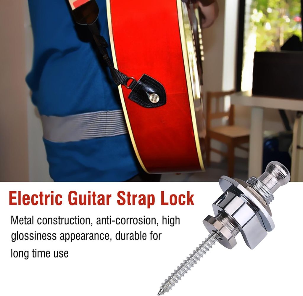LUCKDANO Metal Gitarre Antiskid -Gurtschl?sser Langlebiger Ersatzteil E -E -Gitarre fr Alle Arten (SILVER)