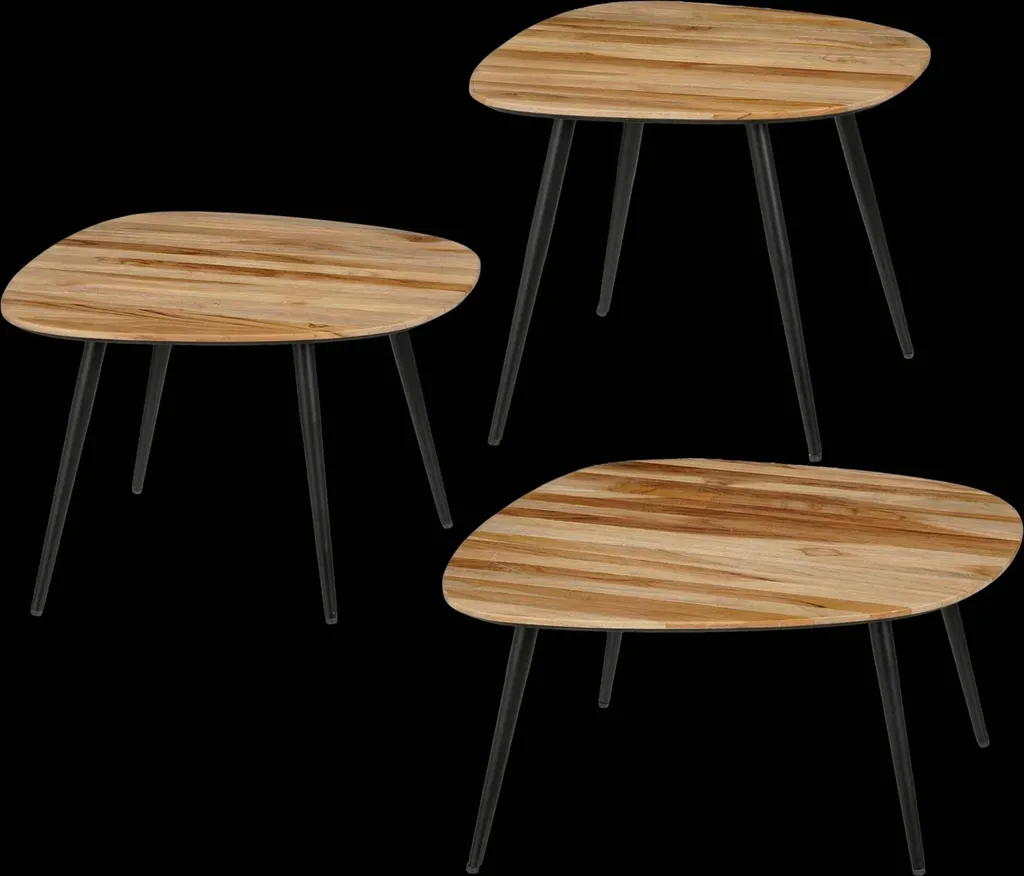 Mica Decorations Jailey Table d'appoint en bois marron - Set de 3 pièces - 2