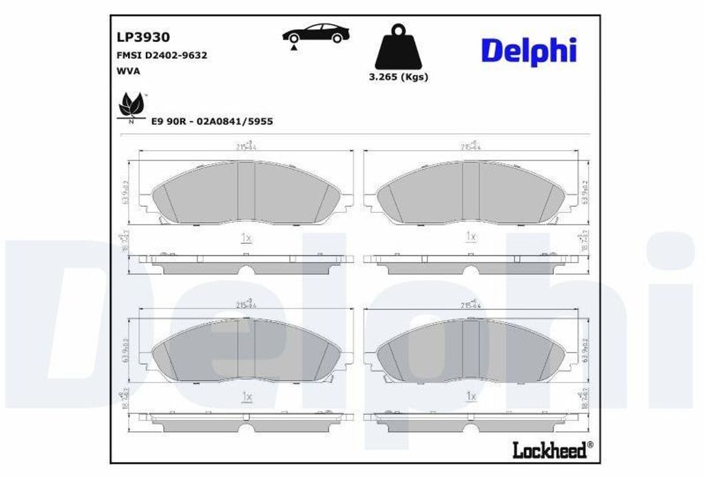 DELPHI Bremsbeläge Satz Vorne Bremsklötze für JEEP Grand Cherokee V (WL) LP3930