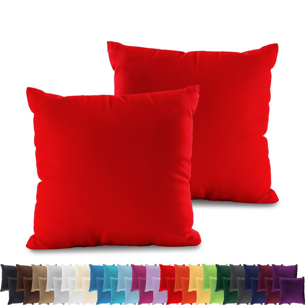 2er PACK JERSEY Kissenbezüge 100% Baumwolle Kissenhülle 160 Gr/m², in Größe: 40x40 cm, in Farbe: Rot