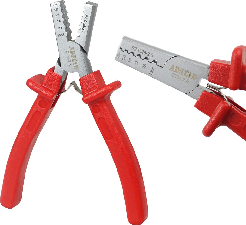 Crimpzange Quetschzange Presszange 0,5-2,5 mm² isolierte unisolierte Aderendhülsen