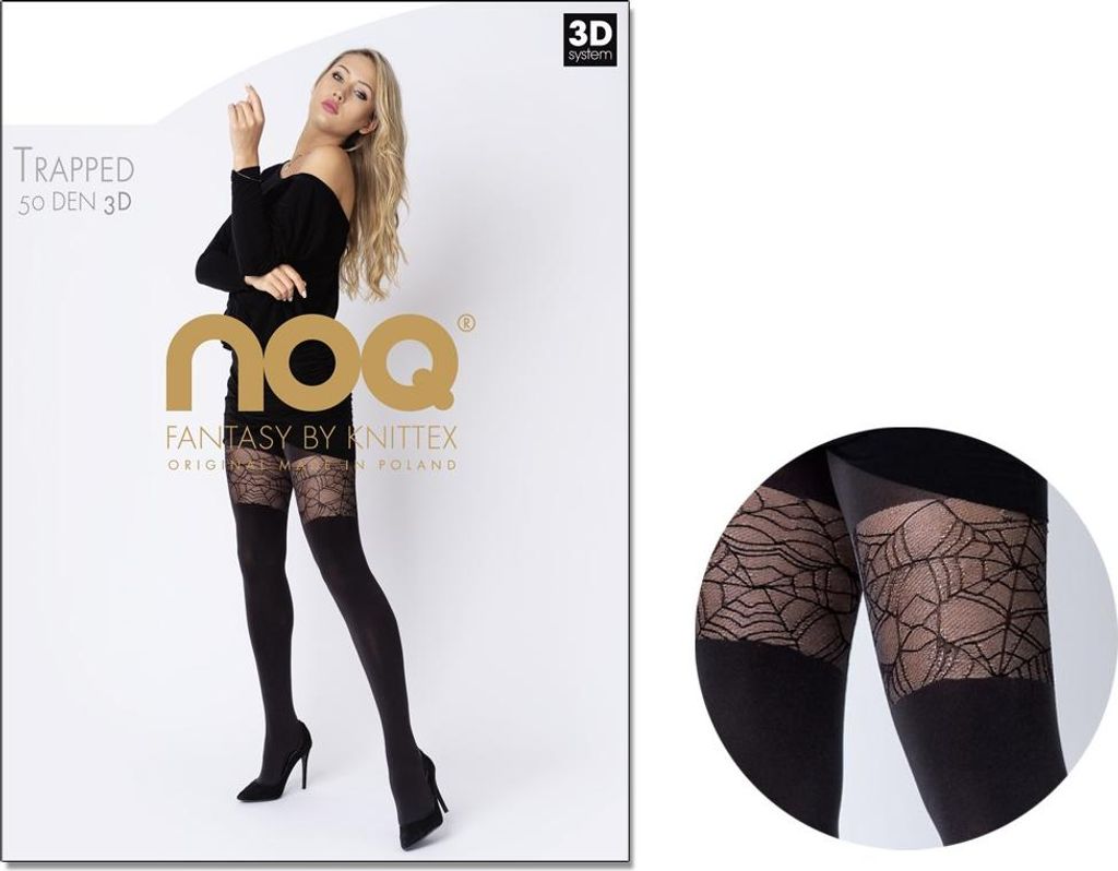 TRAPPED kniehohe Spinnennetzstrumpfhose Nero 2